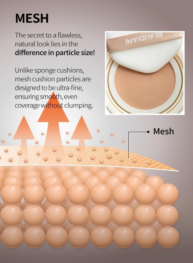 Beaudiani Mesh Glow Cushion Foundation Dewy Korean Cushion with Gemstone Complex & Skincare Benefits (12g) (#1 Natural Cover Daily (#21)) - Image 4